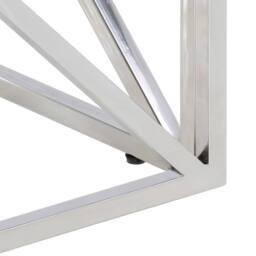 Berkfield Home Modern Coffee Table Silver Stainless Steel & Solid Sleeper Wood - thumbnail 6