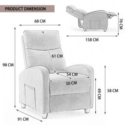 FURNITURE ONE Massage Recliner Chair, Pushback Recliner + 8 Point Vibration Massage in Brown - Size: 1 Pack - thumbnail 6