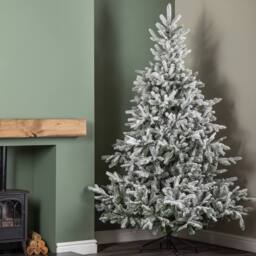 Samuel Alexander 8ft Snowy Grandis Fir Artificial Christmas Tree with Metal Stand in White - thumbnail 3