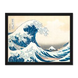 "Artery8 Wall Art Print Hokusai Great Wave Off-Kanagawa Large Framed Art 18x24 inch in Black - Size: W18"" x H24""" - thumbnail 1