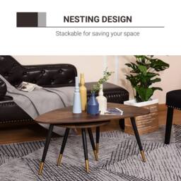 Wyld Haus Nera Wood Walnut Finish Set of 2 Scandinavian Style Coffee Tables - thumbnail 7
