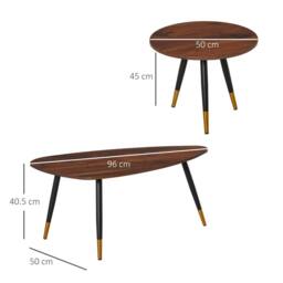 Wyld Haus Nera Wood Walnut Finish Set of 2 Scandinavian Style Coffee Tables - thumbnail 3