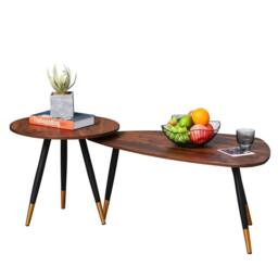 Wyld Haus Nera Wood Walnut Finish Set of 2 Scandinavian Style Coffee Tables - thumbnail 2