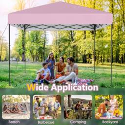 Gymax 300x295cm Pop Up Canopy Tent with Bag Stakes Ropes for Outdoor Events in Pink - Size: 300x295 cm - thumbnail 5