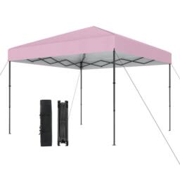 Gymax 300x295cm Pop Up Canopy Tent with Bag Stakes Ropes for Outdoor Events in Pink - Size: 300x295 cm - thumbnail 1