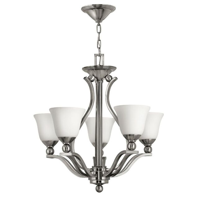 Loops 5 Bulb Chandelier Hanging Pendant LIght Brushed Nickel LED E27 60W Bulb in Metallics - image 1