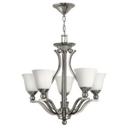 Loops 5 Bulb Chandelier Hanging Pendant LIght Brushed Nickel LED E27 60W Bulb in Metallics - thumbnail 1