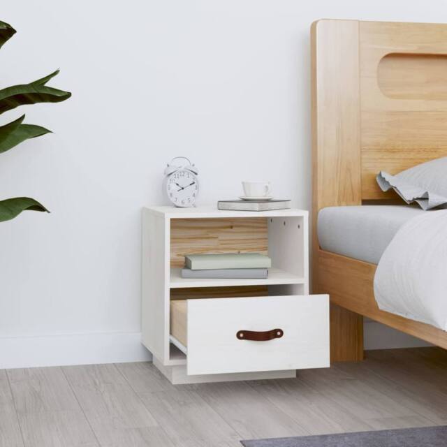 Berkfield Home Beautiful Bedside Cabinet White 40x34x45 cm Solid Wood Pine - Size: 40 x 34 x 45 cm - image 1
