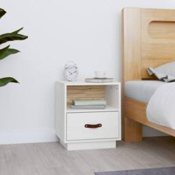 Berkfield Home Beautiful Bedside Cabinet White 40x34x45 cm Solid Wood Pine - Size: 40 x 34 x 45 cm - thumbnail 2