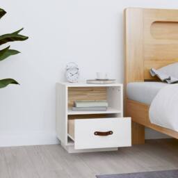 Berkfield Home Beautiful Bedside Cabinet White 40x34x45 cm Solid Wood Pine - Size: 40 x 34 x 45 cm