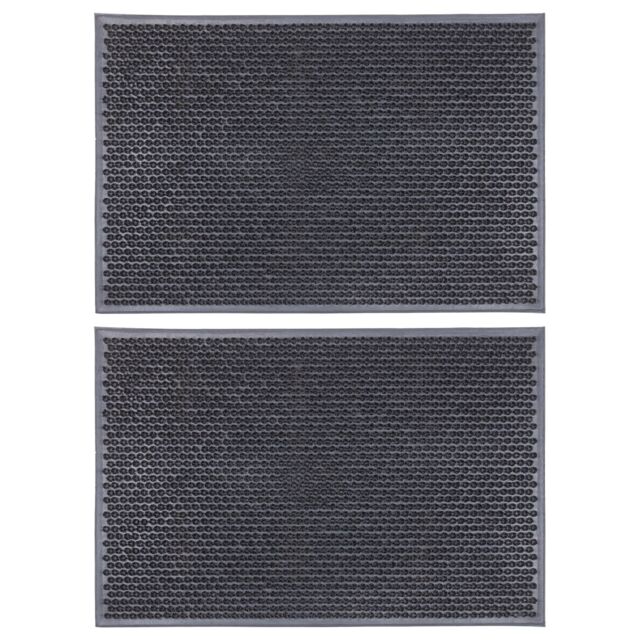 Nicola Spring Heavy Duty Rubber Door Mats - 60 x 40cm - Set of 2 in Black - Size: 40 cm x 60 cm - image 1