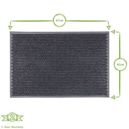 Nicola Spring Heavy Duty Rubber Door Mats - 60 x 40cm - Set of 2 in Black - Size: 40 cm x 60 cm - thumbnail 3