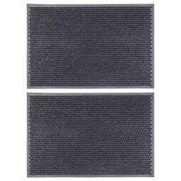 Nicola Spring Heavy Duty Rubber Door Mats - 60 x 40cm - Set of 2 in Black - Size: 40 cm x 60 cm - thumbnail 1