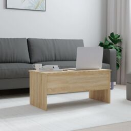 Berkfield Home Coffee Table Sonoma Oak 102x50.5x46.5 cm Engineered Wood in Brown - thumbnail 3