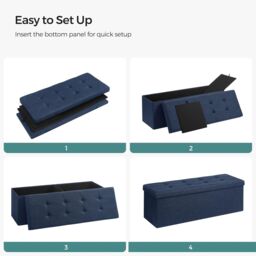 SONGMICS Large Storage Ottoman Bench Folding Foot Rest End Bed Easy Assembly in Midnight - thumbnail 7