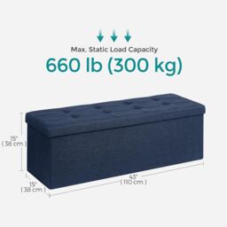 SONGMICS Large Storage Ottoman Bench Folding Foot Rest End Bed Easy Assembly in Midnight - thumbnail 3