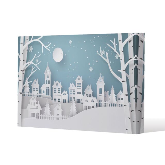 Benjamin Tate Design Winter snow urban countryside (canvas) / 77 x 51 x 4cm in Natural - Size: 77 x 51 x 4 cm - image 1