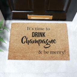 Artsy Mats It's Time to Drink Champagne & Be Merry Doormat in Black - Size: 40 cm x 60 cm - thumbnail 2