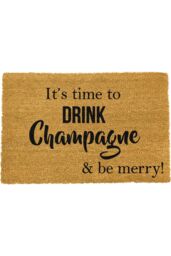 Artsy Mats It's Time to Drink Champagne & Be Merry Doormat in Black - Size: 40 cm x 60 cm - thumbnail 1