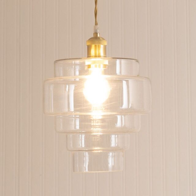 ValueLights Lane Glass 5 Tier Layered Easy Fit Ceiling Pendant Lamp Shade with LED Bulb in Clear - image 1