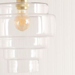 ValueLights Lane Glass 5 Tier Layered Easy Fit Ceiling Pendant Lamp Shade with LED Bulb in Clear - thumbnail 4