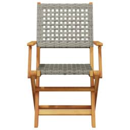 Berkfield Home 5 Piece Garden Dining Set Grey Poly Rattan & Solid Wood - thumbnail 4