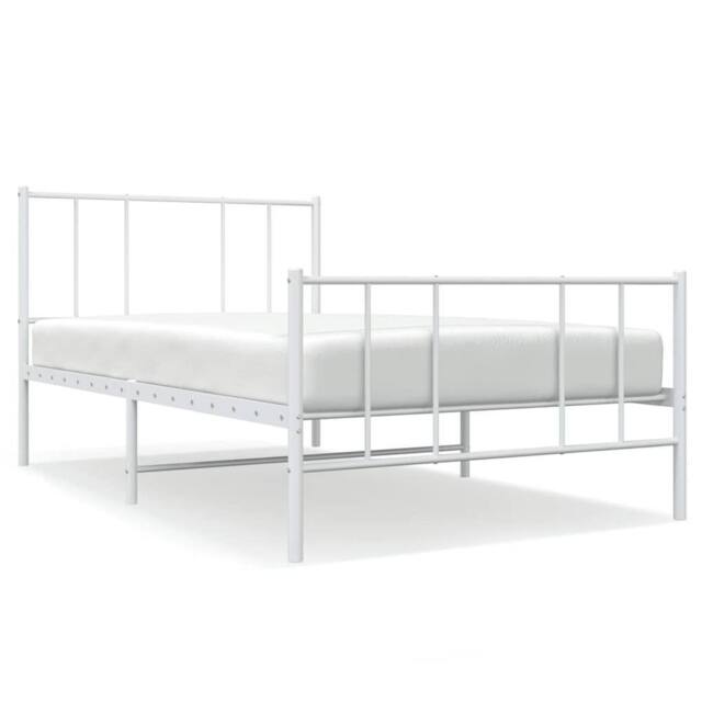 Berkfield Home Metal Bed Frame with Headboard & Footboard White 100x200 cm - image 1