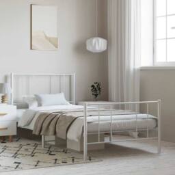 Berkfield Home Metal Bed Frame with Headboard & Footboard White 100x200 cm - thumbnail 2