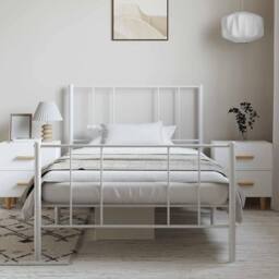 Berkfield Home Metal Bed Frame with Headboard & Footboard White 100x200 cm - thumbnail 3