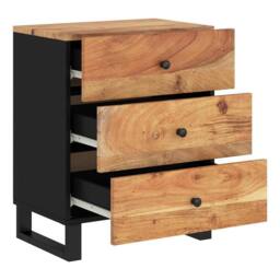 Berkfield Home Bedside Cabinet 50x33x62 cm Solid Wood Acacia&Engineered Wood in Brown - Size: 50 x 33 x 62 cm - thumbnail 4