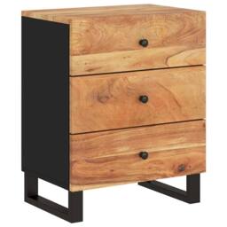 Berkfield Home Bedside Cabinet 50x33x62 cm Solid Wood Acacia&Engineered Wood in Brown - Size: 50 x 33 x 62 cm - thumbnail 9
