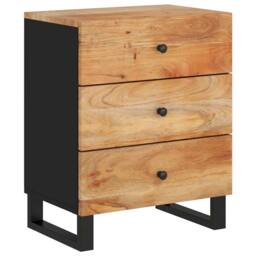 Berkfield Home Bedside Cabinet 50x33x62 cm Solid Wood Acacia&Engineered Wood in Brown - Size: 50 x 33 x 62 cm - thumbnail 1