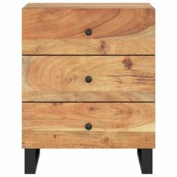 Berkfield Home Bedside Cabinet 50x33x62 cm Solid Wood Acacia&Engineered Wood in Brown - Size: 50 x 33 x 62 cm - thumbnail 3