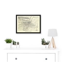 Artery8 Map Antique Woolwich Plumstead London River Thames Artwork Framed Wall Art Print A4 in Black - thumbnail 2