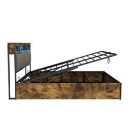 BTM Hydraulic Bed Frame with RGB Headboard & USB-C, Easy Assembly in Dark Brown - Size: King - thumbnail 9