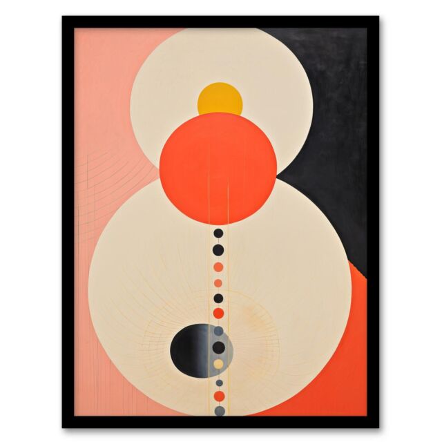 Wee Blue Coo Wall Art Print Tangerine Abstract Dream Orbs Orange Pink Oil Painting Art Framed - Size: A4 - image 1