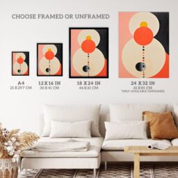 Wee Blue Coo Wall Art Print Tangerine Abstract Dream Orbs Orange Pink Oil Painting Art Framed - Size: A4 - thumbnail 3