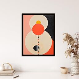 Wee Blue Coo Wall Art Print Tangerine Abstract Dream Orbs Orange Pink Oil Painting Art Framed - Size: A4 - thumbnail 4