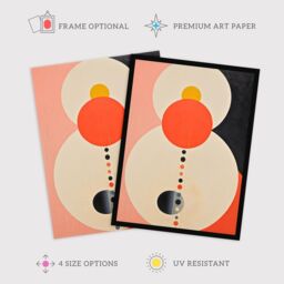 Wee Blue Coo Wall Art Print Tangerine Abstract Dream Orbs Orange Pink Oil Painting Art Framed - Size: A4 - thumbnail 2