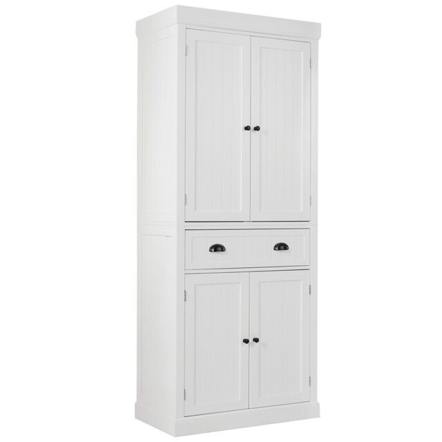 Costway Wood Tall Storage Cabinet 2 Doors Display Organizer Freestanding Pantry Cupboard in White - image 1