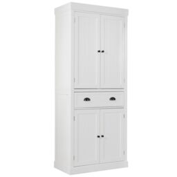 Costway Wood Tall Storage Cabinet 2 Doors Display Organizer Freestanding Pantry Cupboard in White