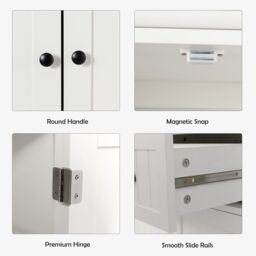 Costway Wood Tall Storage Cabinet 2 Doors Display Organizer Freestanding Pantry Cupboard in White - thumbnail 5