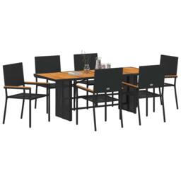 Berkfield Home 7 Piece Garden Dining Set Black Poly Rattan - thumbnail 3