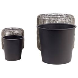 Wyld and Coco Light Brown PE Rattan Planter Set of 2 with Plastic Inserts - thumbnail 4