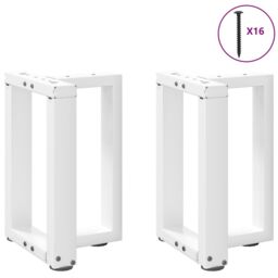 Berkfield Home Coffee Table Legs T-Shaped¬†2 pcs White 28x25x(42-43) cm Steel - thumbnail 4