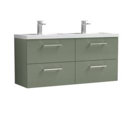 Balterley Level 1205mm Wall Hung 4 Drawer Unit with Double Basin - Satin Green