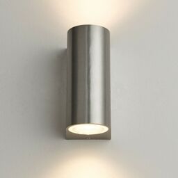 Loops IP44 Outdoor Up & Down Wall Light Brushed Aluminium Twin GU10 Modern Accent Lamp - thumbnail 3