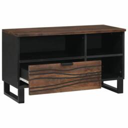 Berkfield Home TV Cabinet - 80x33.5x46 cm, Crafted from Solid Wood & Engineere in Brown - Size: 80x33.5x46 cm - thumbnail 1