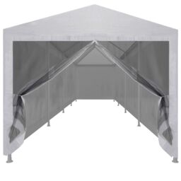 Berkfield Home Party Tent with 10 Mesh Sidewalls 12x3 m in White - thumbnail 3