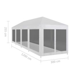 Berkfield Home Party Tent with 10 Mesh Sidewalls 12x3 m in White - thumbnail 6